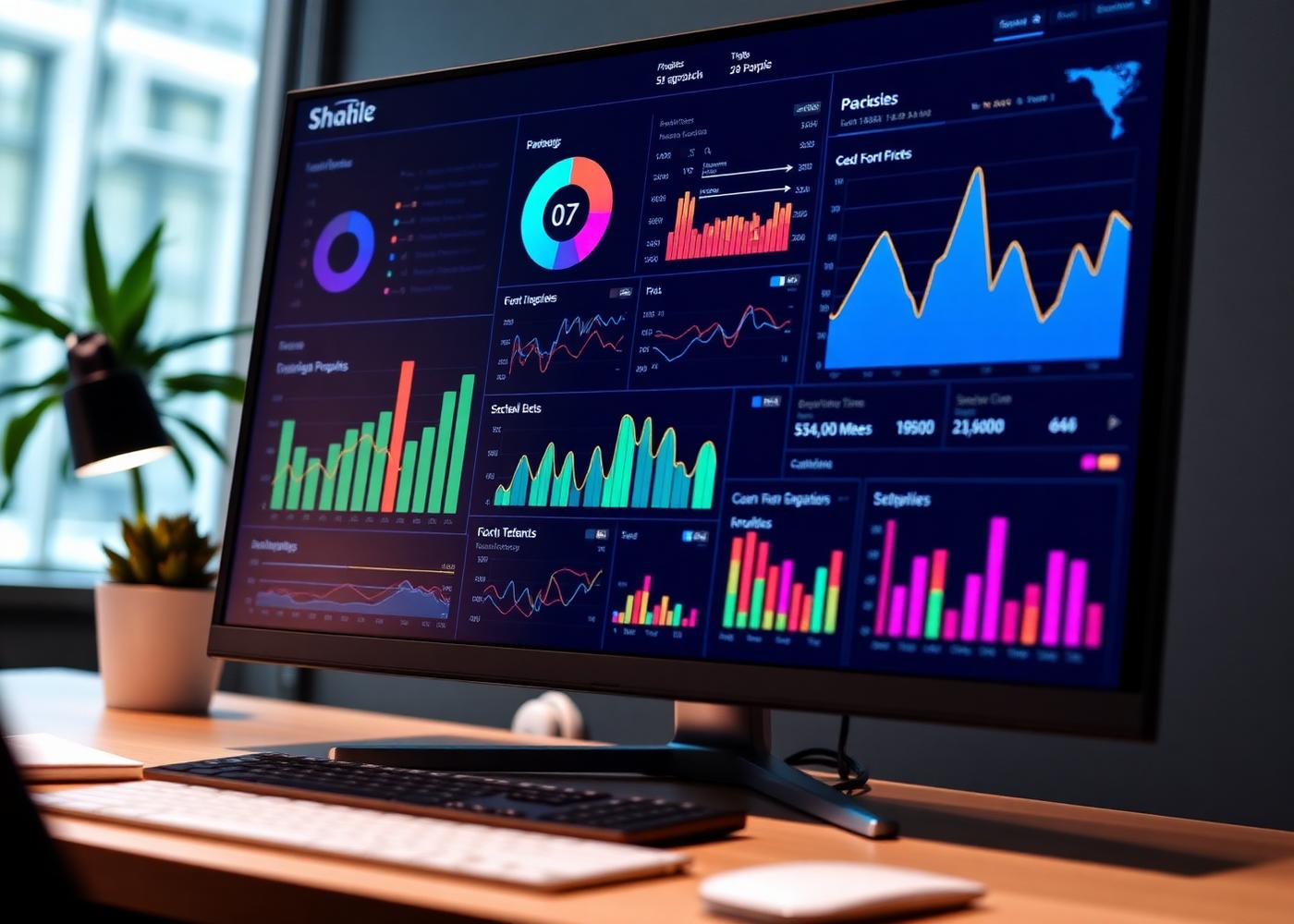 Data analytics dashboard with charts